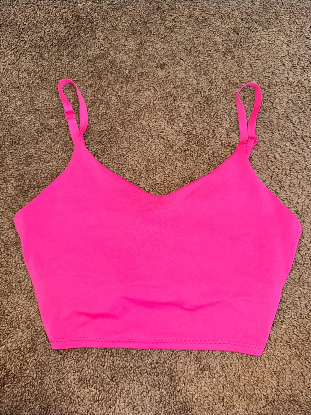 Athleta Elation V-Neck Longline Hot Pink Cropped Sports Bra